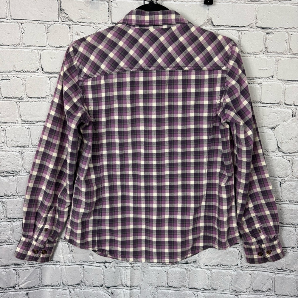 Women’s Carhartt Flannel Purple Grey Button Down Size Medium Workwear Outdoorsy - Picture 3 of 11